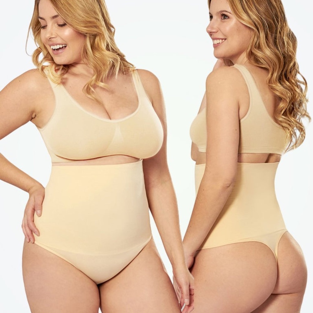 LOT OF 2 Empetua All Day Every Day High Waisted Shaper Thong Size M Color Nude